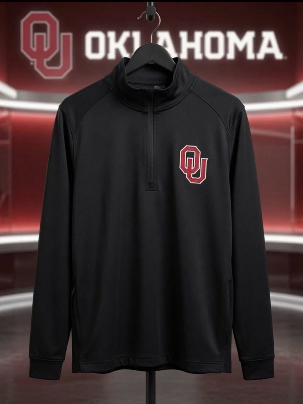 Univ of Oklahoma Sooners Dark Gray Quarter-Zip Pullover (Port Authority-Size L)